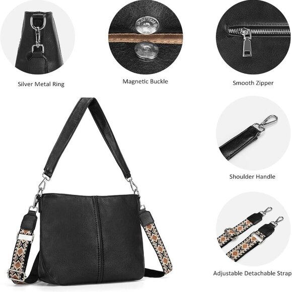 Hobo Crossbody Bags for Women, Vegan Leather Purses Shoulder Handbags for women - Picture 5 of 7